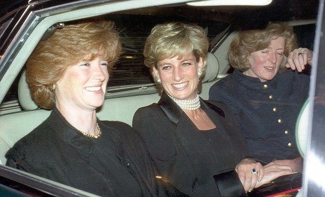 Lady Sarah McCorquodale with Princess Diana and Lady Jane Fellowes