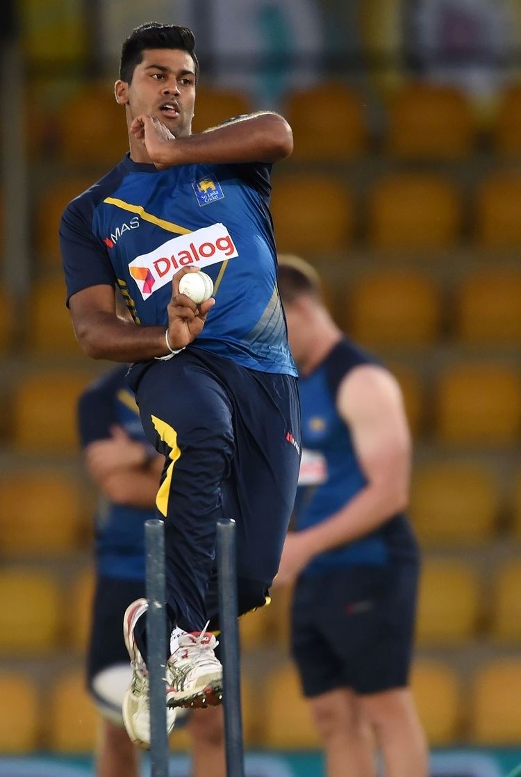 Lahiru Kumara Teenager Lahiru Kumara prepares to bowl during a training session