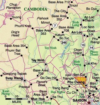 Lai Khê 1st Infantry Division Vietnam AO map Area of Operations from Lai Khe