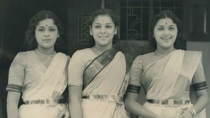 Lalitha smiling with her sisters Ragini and Padmini