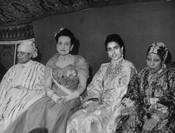 Tangier Princess Lalla Fatima-Zohra attend the wedding banquet for her marriage to Muley el Hassanon on June 1949