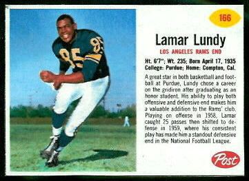 Lamar Lundy Lamar Lundy 1962 Post Cereal 166 Vintage Football