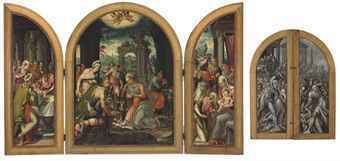 Lambert Lombard Lambert Lombard Lige 15051566 A triptych of The