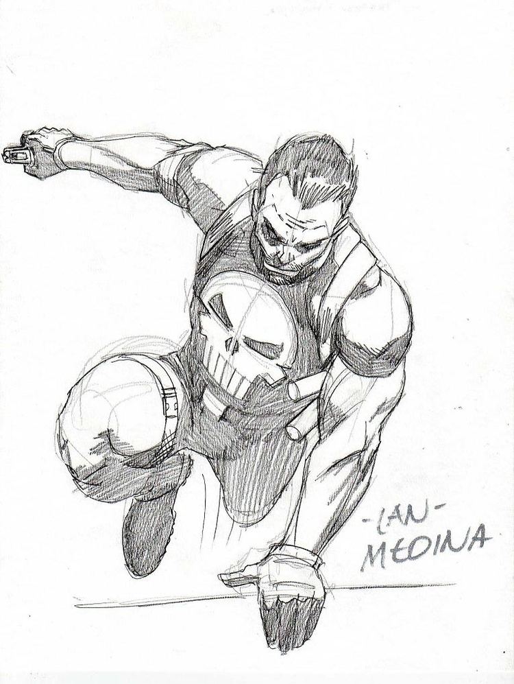 Lan Medina Punisher sketch by Lan Medina in Ferdie Barbas convention sketches