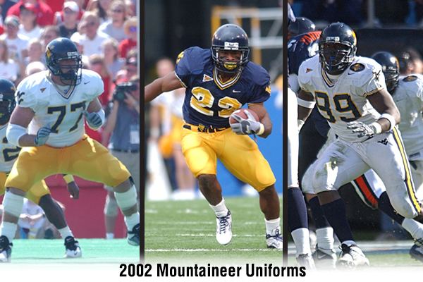 Lance Nimmo WVU uniforms in 2002pictured here are Lance Nimmo 77 Avon