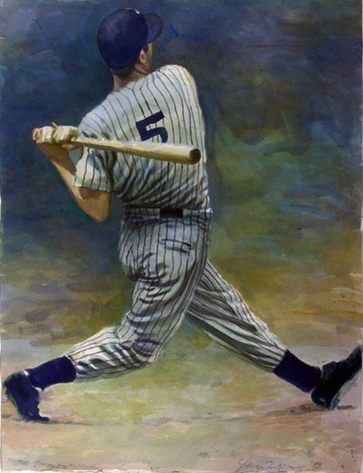 Lance Richbourg Joe DiMaggio watercolor painting by Lance Richbourg Sports Art