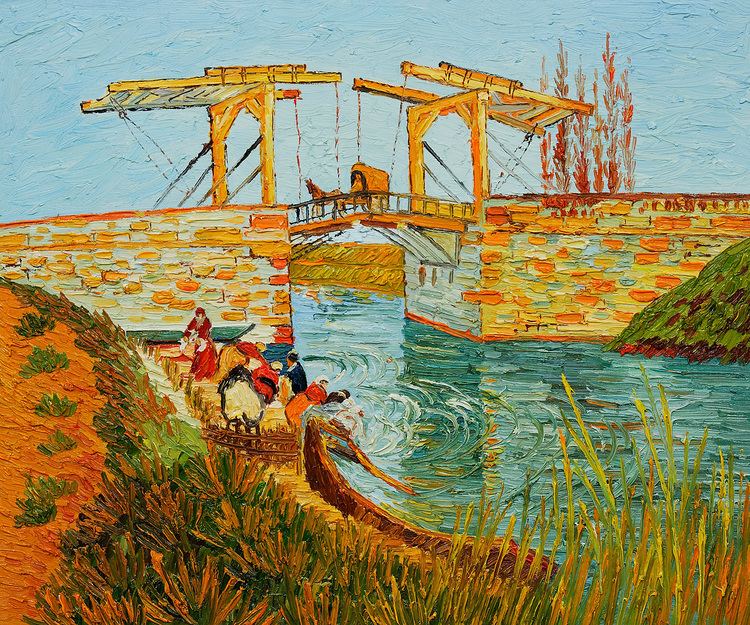 Langlois Bridge at Arles Langlois Bridge at Arles with Women Washing by Vincent Van Gogh Pb