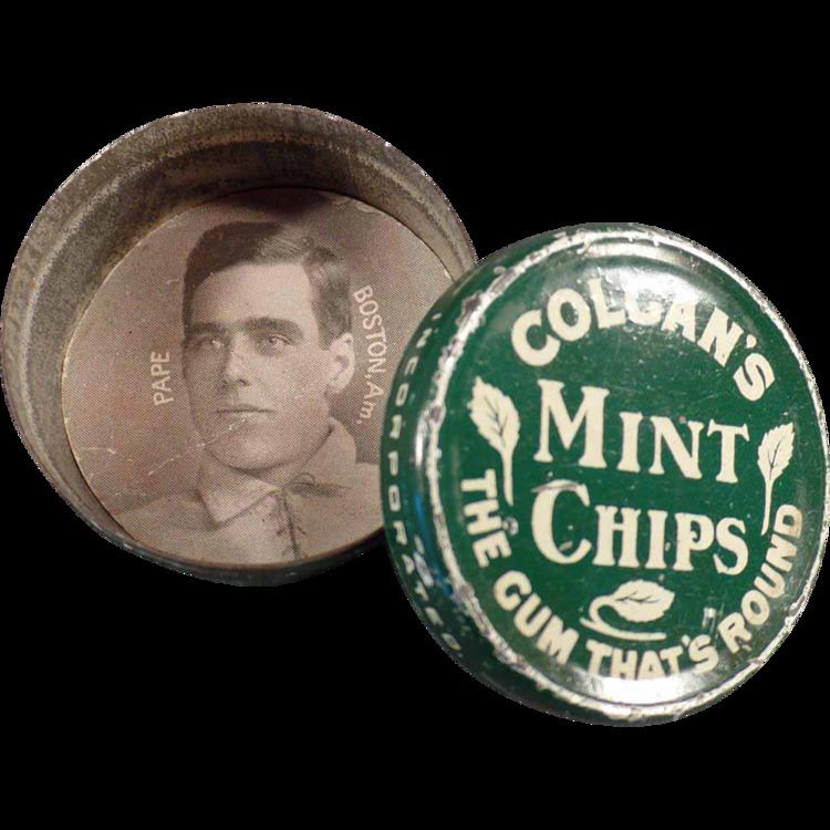 Larry Pape Vintage Gum Tin with Larry Pape Baseball Card Colgans Mint Chips
