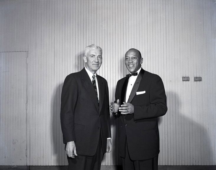 Larry Snyder (athlete) Larry Snyder and Jesse Owens pose for a portrait 1956