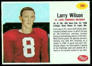 Larry Wilson (American football) PreRookie Vintage Football Cards