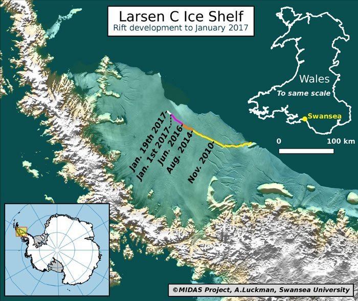 Larsen Ice Shelf The massive rift in the Antarctic ice shelf has already gained 10 km