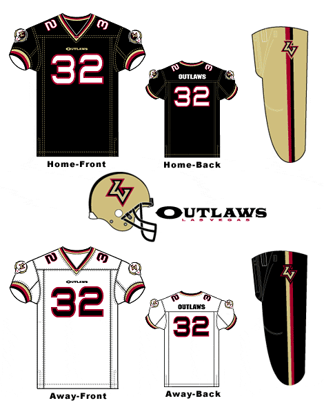 Las Vegas Outlaws (XFL) XFL Las Vegas Outlaws 2001 Uniforms