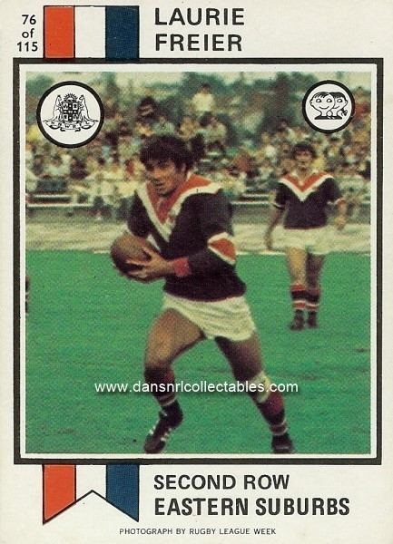 Laurie Freier 1974 Scanlens Rugby League Card no76 Laurie Freier Easts