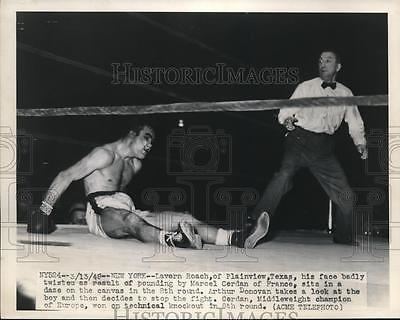 Lavern Roach 1948 Press Photo Nyc Lavern Roach Beaten By Boxer Marcel Cerdan