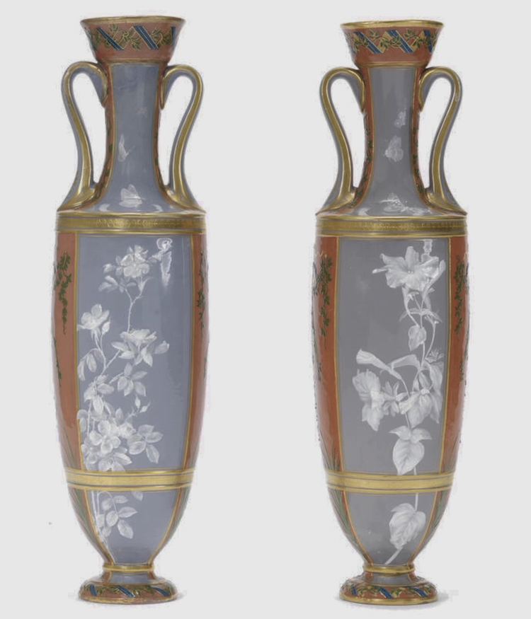 Lawrence Birks A pair of Minton ptesurpte vases by Lawrence Birks circa 1890