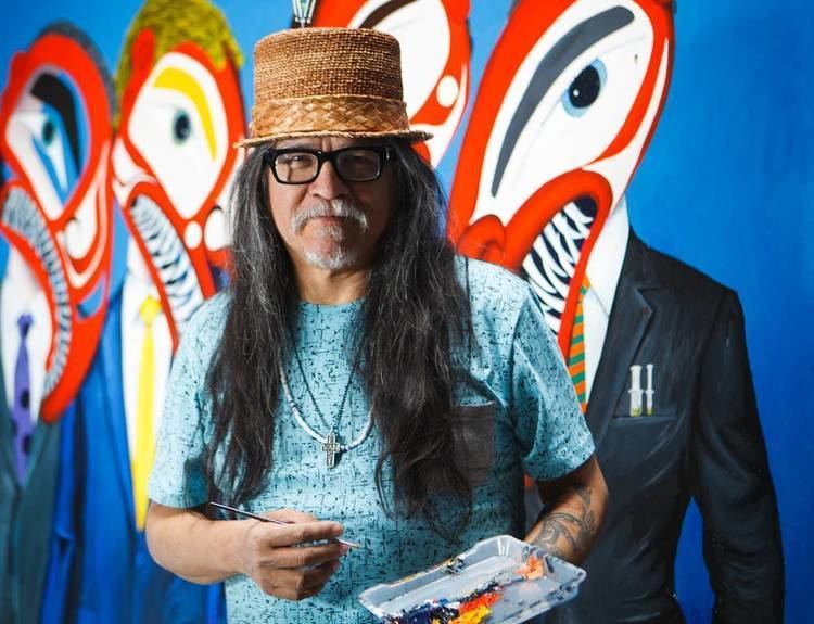 Lawrence Paul Yuxweluptun Lawrence Paul Yuxweluptun creates confrontation by canvas at the