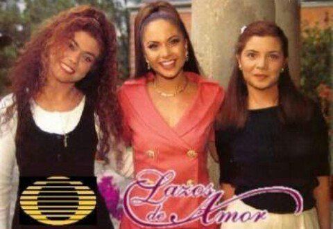 Lucero playing the characters of the identical triplets-María Guadalupe, María Paula and María Fernanda in the 1995 film "Lazos de Amor