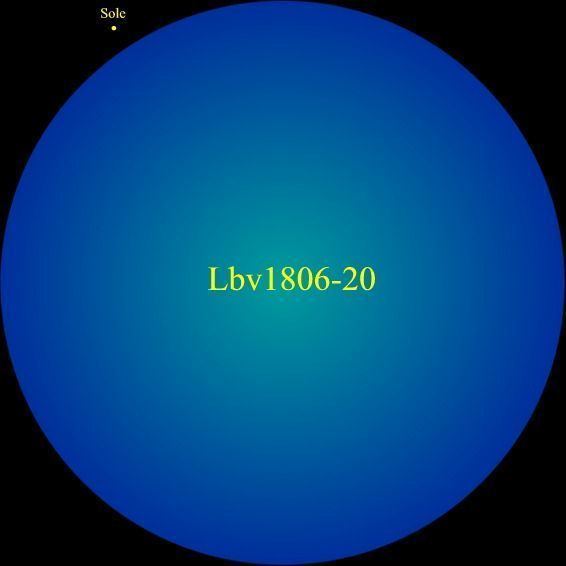 LBV 1806-20 40000 light years away in the constellation Sagittarius is LBV 1806