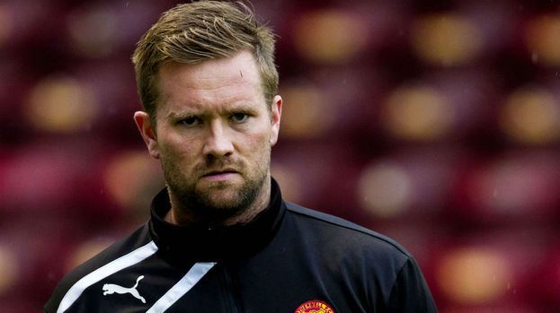 Lee Hollis Hearts sign goalkeeper Lee Hollis with Scott Gallacher a