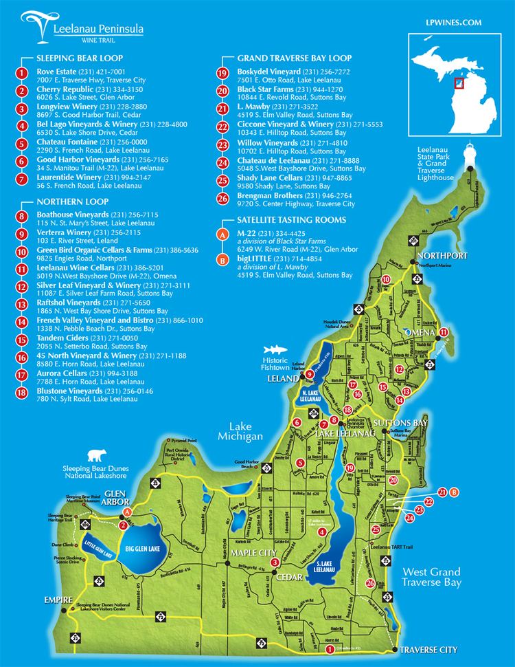 Leelanau Peninsula Maps Leelanau Peninsula Wine Trail