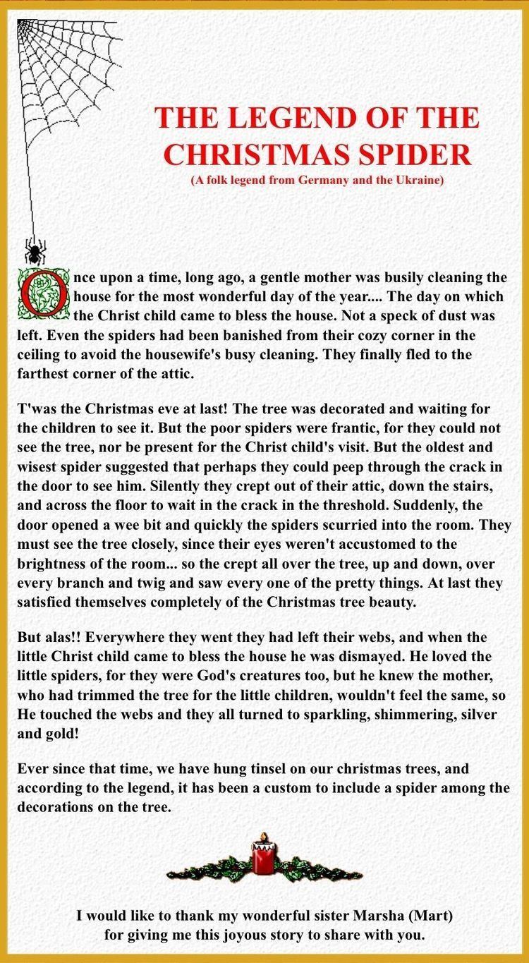 Legend of the Christmas Spider | Christmas spider, Christmas poems,  Christmas tree quotes