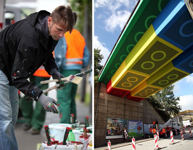 Lego-Brücke Streetart Bridge in Wuppertal converted into LEGOBridge 6 Pictures