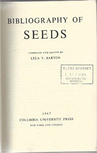 Lela Viola Barton Bibliography of Seeds Lela Viola Barton 9780231029377 Amazoncom