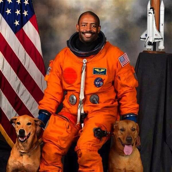 Leland D. Melvin Astronaut Leland Melvins NASA photo includes 2 rescue dogs TODAYcom