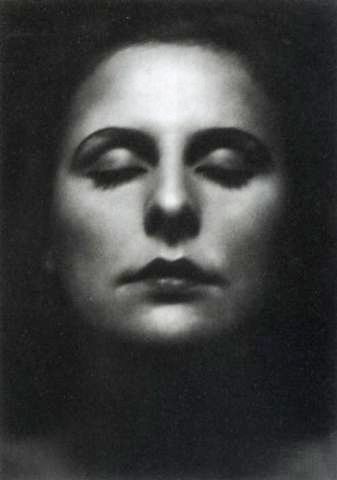 Leni Riefenstahl with eyes closed.