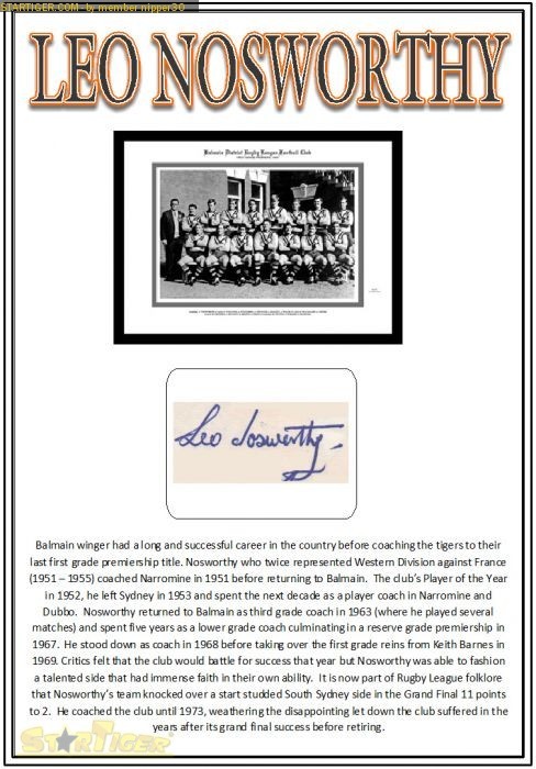 Leo Nosworthy Leo Nosworthy autograph collection entry at StarTiger