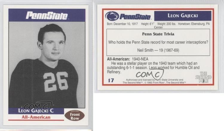 Leon Gajecki 1992 Front Row Penn State Nittany Lions 17 Leon Gajecki Rookie