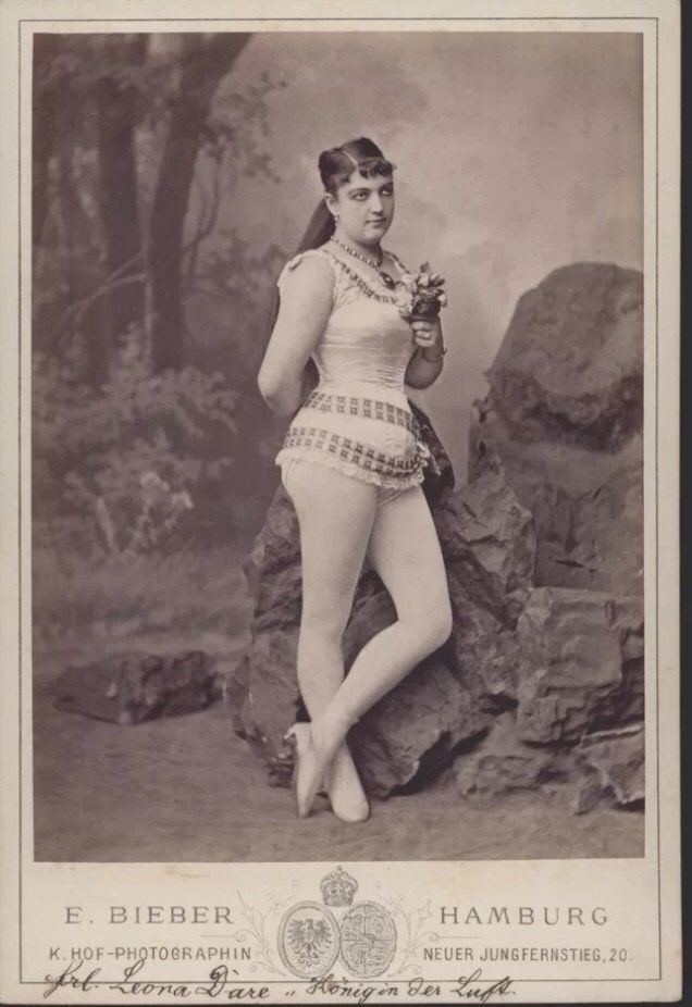 Leona Dare Cabinet Photo from 1880 Leona Dare circus acrobat trapeze artist