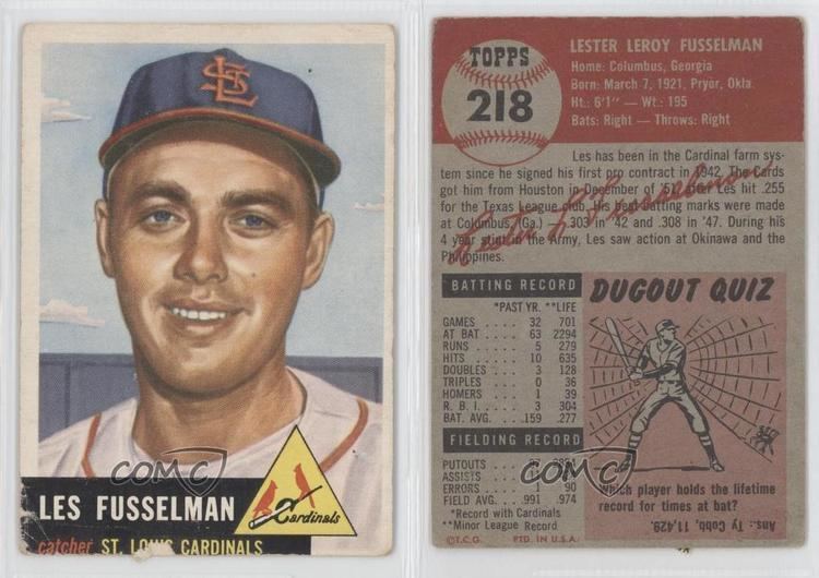 Les Fusselman 1953 Topps 218 Les Fusselman St Louis Cardinals Baseball Card eBay