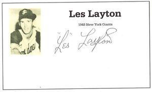 Les Layton Deceased baseball player Les Layton autographed 3x5 with photo on