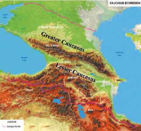 Lesser Caucasus The Greater and Lesser Caucasus Copyright and map adapted from