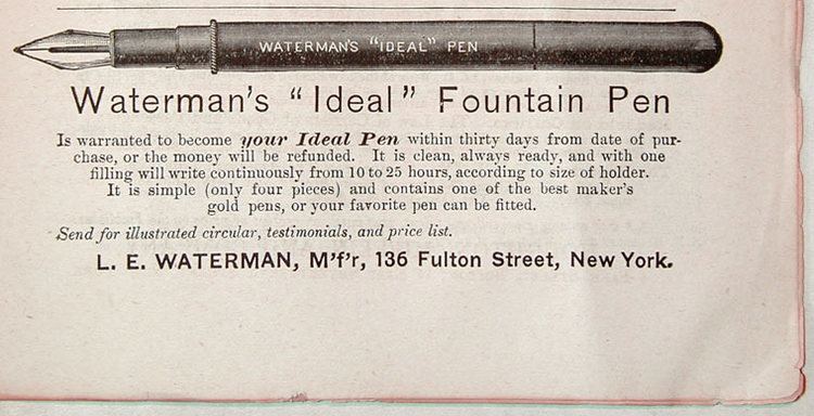 Lewis Waterman Waterman39s First Advertisement