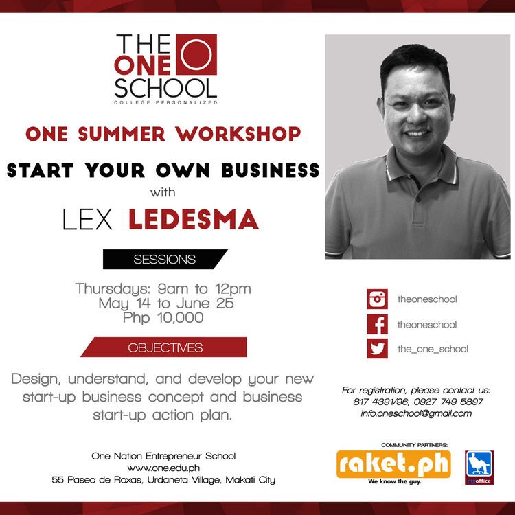 Lex Ledesma ONE Summer Workshops Start Your Own Business with Lex Ledesma The