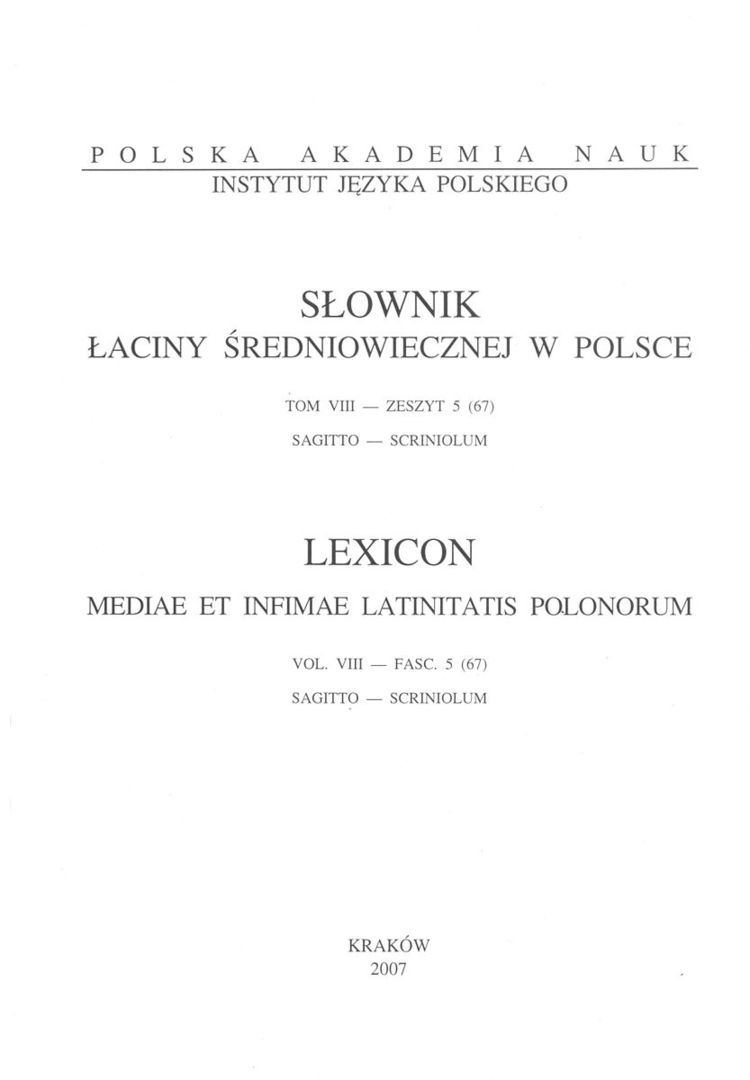 Lexicon Mediae et Infimae Latinitatis Polonorum