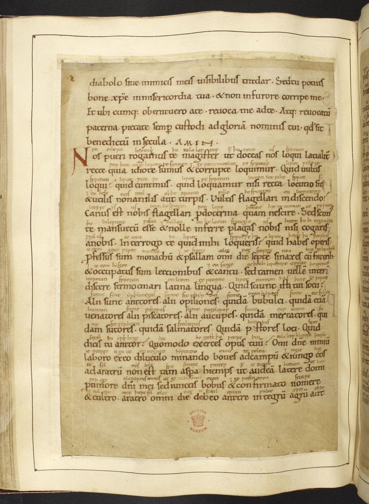 Ælfric of Eynsham First recorded conversation