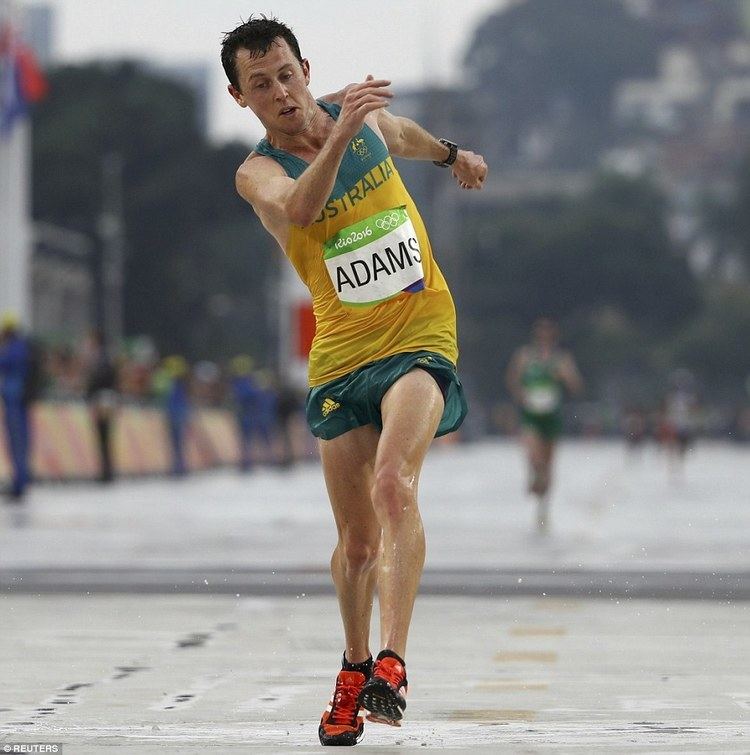 Liam Adams (runner) Team Australias Liam Adams wobbles over finish line after Olympic