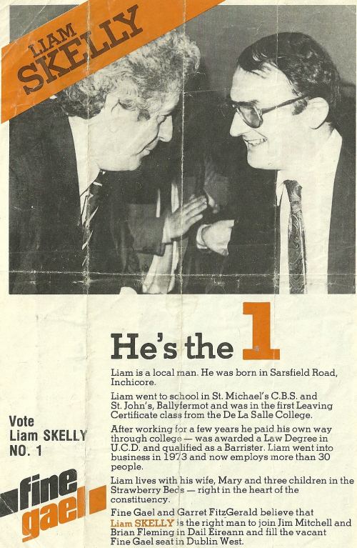 Liam Skelly Leaflet from Liam Skelly Fine Gael 1982 Dublin West ByElection