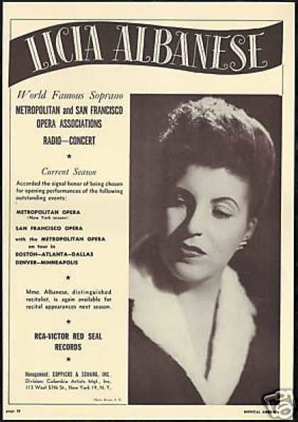 Licia Albanese The Opera world mourns the loss of the Great Soprano Licia Albanese
