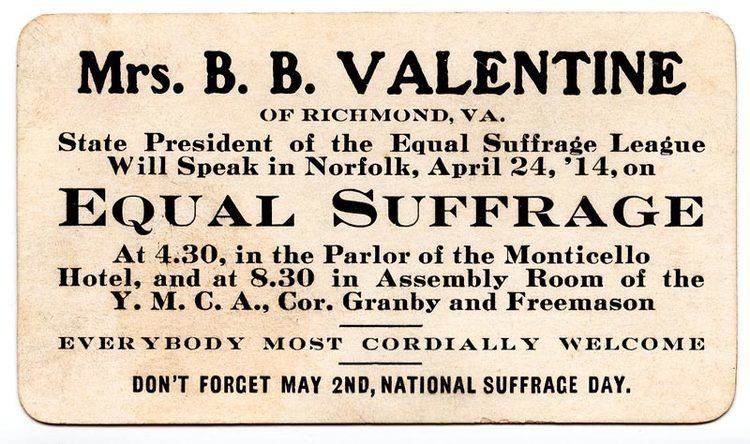 Lila Meade Valentine Education from LVA Lila Meade Valentine Suffrage Lecture in Norfolk