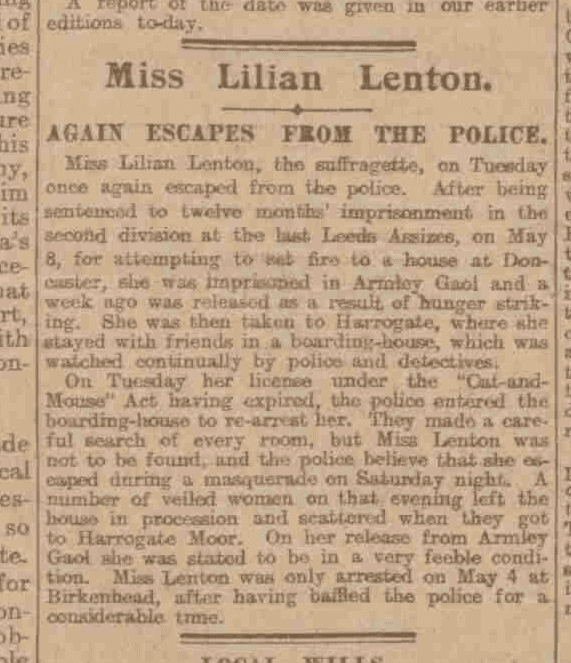 Lilian Lenton Lilian Lenton the Leicester suffragette who the Home Secretary