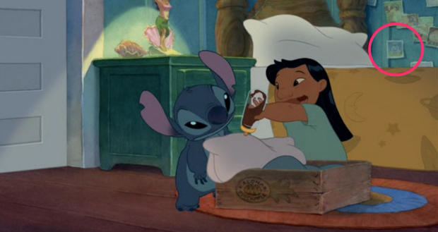 Lilo and Stitch movie scenes There s also another Hidden Mickey when Lilo shows Stitch her room for the first time Mickey Mouse is in one of the photos on her wall 