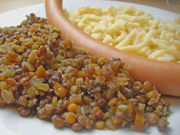 Linsen mit Spätzle Linsen mit Sptzle und Saitenwrstchen Rezept mit Bild Chefkochde