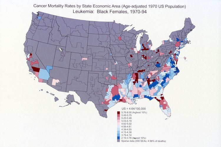 List of cancer mortality rates in the United States