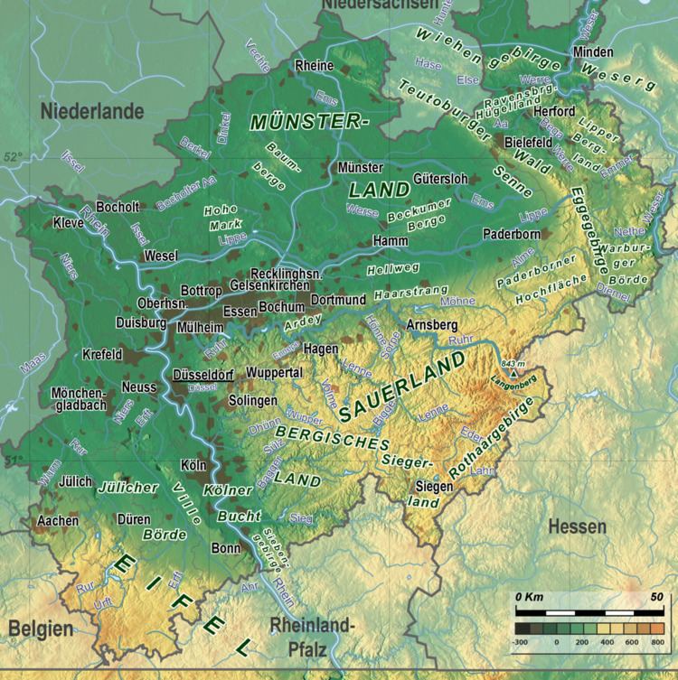 List of mountains and hills of North Rhine-Westphalia