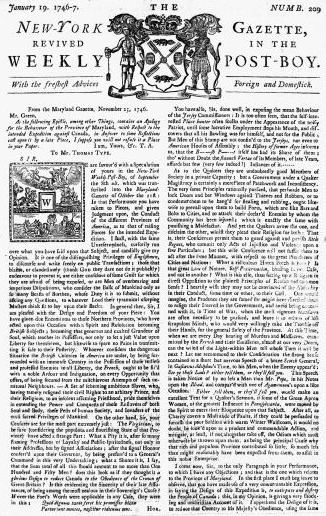 List of newspapers in New York in the 18th century