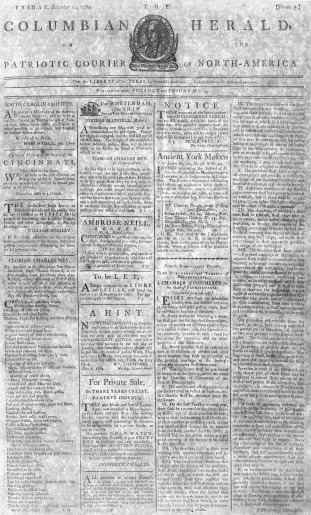 List of newspapers in South Carolina in the 18th century